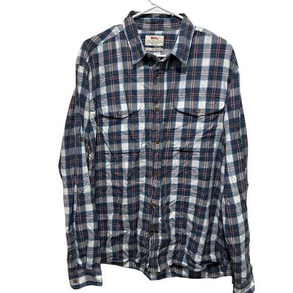 Fjallraven Shirt Mens Size XXL Gray Plaid Sarek Flannel Comfort Fit Long Sleeve - Picture 1 of 8